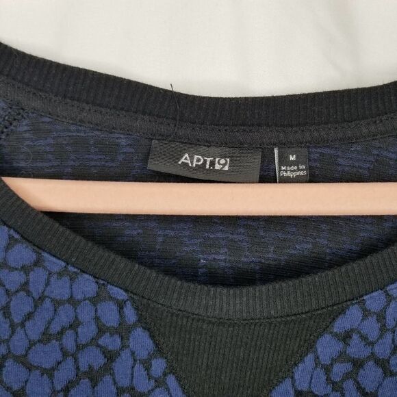 Apt. 9 Blue and Black Racing Stripe Long Sleeve Crew Neck Sweater - Picture 3 of 6